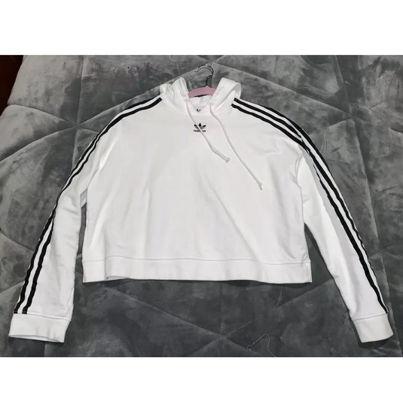 adidas Tops - Adidas cropped white sweatshirt size M